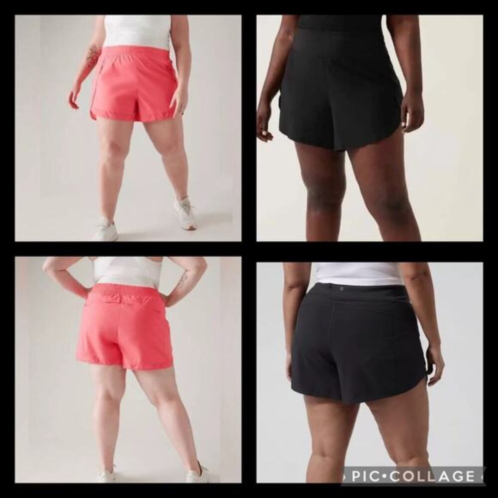 NWT Athleta Mesh Racer Run Short Coral AND Black Run With‎ It 3.5 in. Short 3X